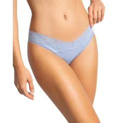 Tanga dentelle florale - Bleu