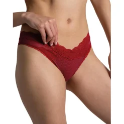 Tanga dentelle florale - Rouge