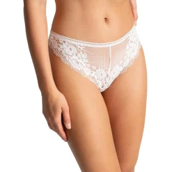 Tanga en dentelle - Beige