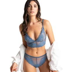 Tanga en dentelle - Bleu