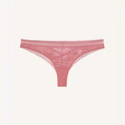 Tanga en tulle et dentelle florale - Orange