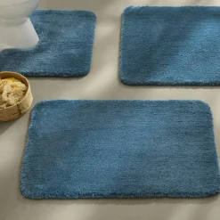 Tapis contour WC UNIMICRO microfibre luxe bleu tempête