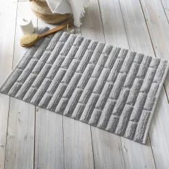 Tapis de bain antidérapant BRIQUETTE 50x80 gris moyen