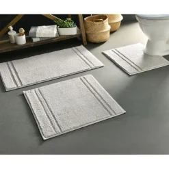 Tapis de bain, contour WC en coton LIGNUS gris brume
