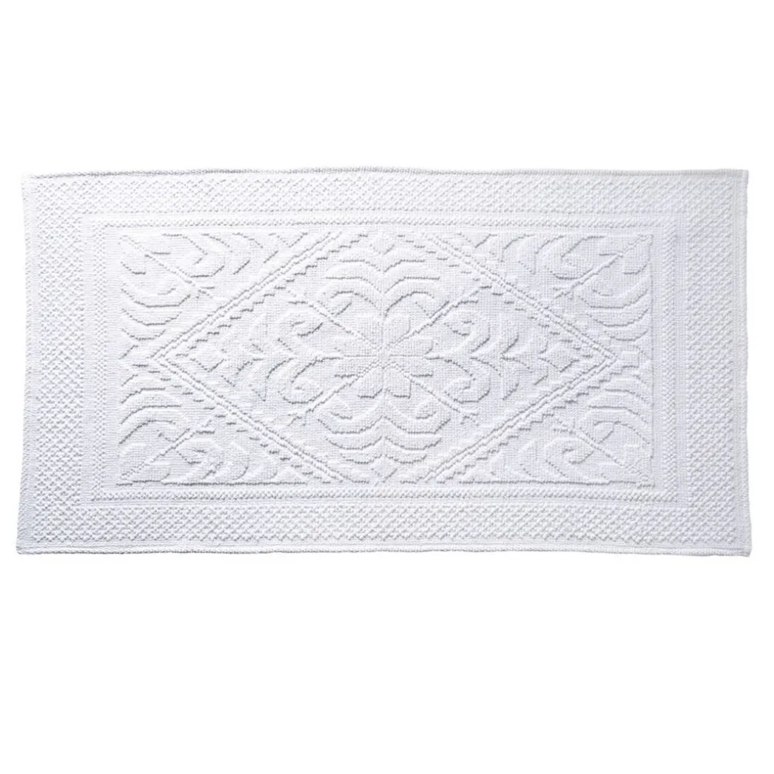Tapis de bain décor jacquard 1500g/m2 - Blanc