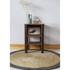 Tapis rond en jute et laine YHUKI olive taille M