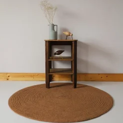 Tapis rond laine feutrée NEETHU marron taille S