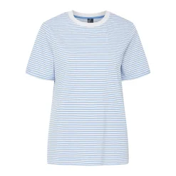 Tee shirt manches courtes à rayures Ria blanc en coton Demi