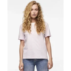 Tee shirt manches courtes à rayures Ria blanc en coton Elsie