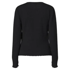 Tee shirt manches longues en viscose Flora noir Sue