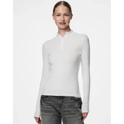 Tee shirt manches longues zippé en coton Kitte blanc Juno