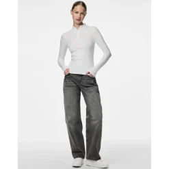 Tee shirt manches longues zippé en coton Kitte blanc Juno