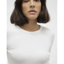 Tee shirt manches longues et col rond en coton blanc Ruth
