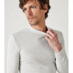 Tee Shirt Manches Longues Col Montant Gris Chiné Thermolactyl