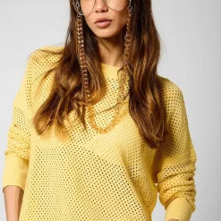 Tee Shirt Manches Longues LEORE jaune en viscose