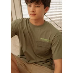 Tee-Shirt garçon MASONBO kaki en coton Sal