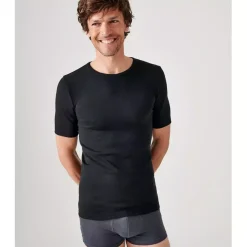Tee-shirt manches courtes en mailles noir