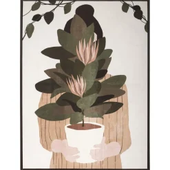 Toile Imprimé Cadeau Femme fleur pot 58 x 78
