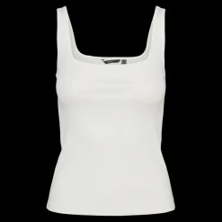 Top col carré sans manches blanc en coton bio Nora