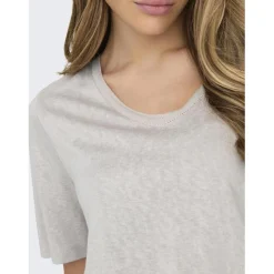 Top col en v manches courtes gris clair Yara