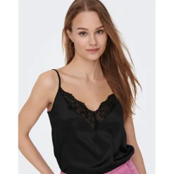 Top col en v sans manches noir Noor
