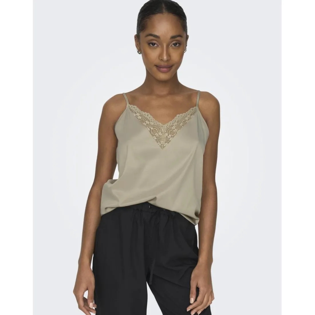 Top col en v sans manches blanc Dot