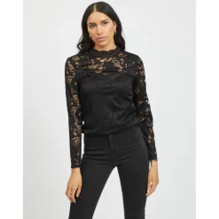 Top col haut manches longues noir