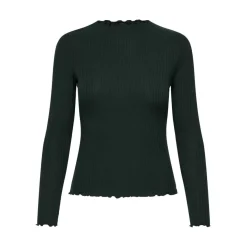 Top col haut manches longues vert canard Clara
