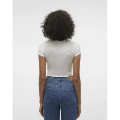 Top col rond blanc Esme en coton