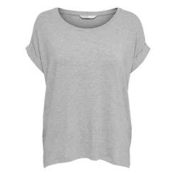 Top Col rond Manches courtes Poignets repliés gris en viscose
