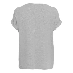 Top Col rond Manches courtes Poignets repliés gris en viscose