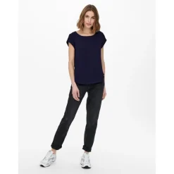 Top Col rond Manches courtes bleu Kara
