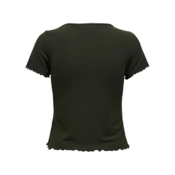 Top col rond manches courtes vert foncé Ivy