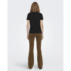 Top col rond manches courtes noir en coton Mila