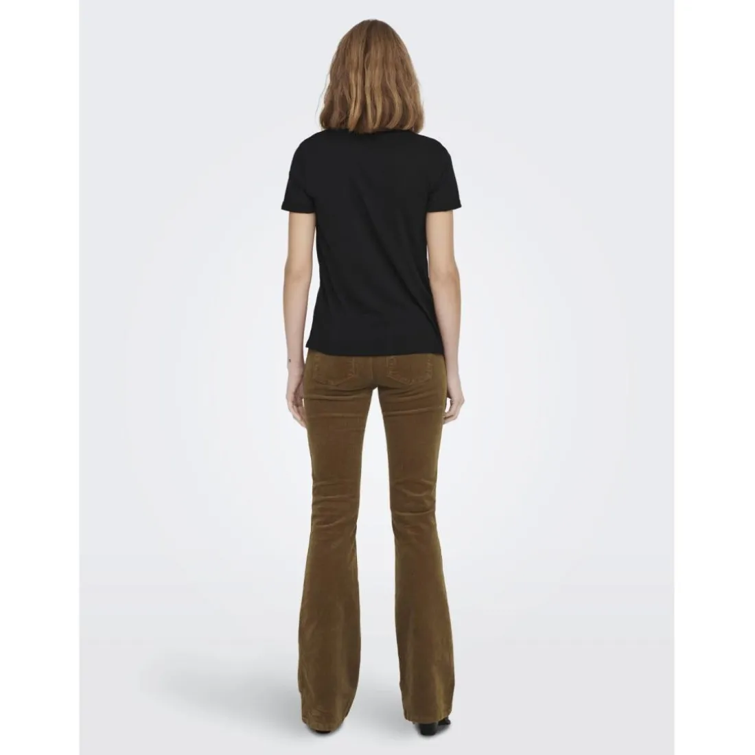 Top col rond manches courtes noir en coton Mila