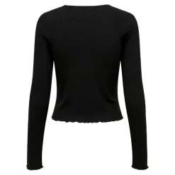 Top Col rond Manches longues Volants noir Tess