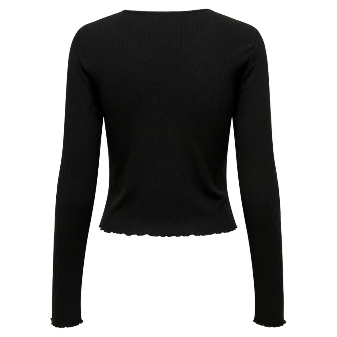 Top Col rond Manches longues Volants noir Tess