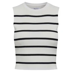 Top col rond sans manches blanc en viscose Maëlys
