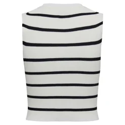 Top col rond sans manches blanc en viscose Maëlys