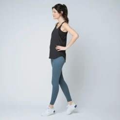 Top de sport bi-matière Femme noir en nylon