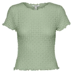Top manches courtes et col rond en polyester recyclé Shelby vert Ula