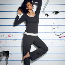 Top manches longues support intégré Freya Lounge SWEET DREAMS charcoal gris en coton