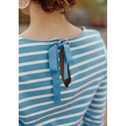 Top MARJO - Ciel/Ecru en coton