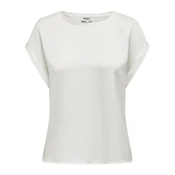 Top poignets repliés col rond manches courtes blanc Elsie