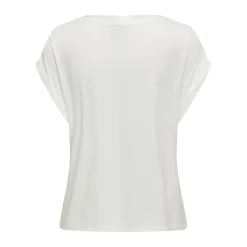 Top poignets repliés col rond manches courtes blanc Elsie