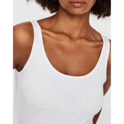 Top Regular Fit Col en U Sans manches Extra long blanc