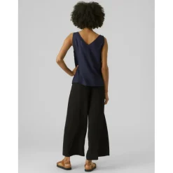 Top Regular Fit Col en V Sans manches Longueur regular bleu