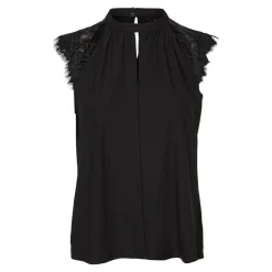 Top Regular Fit Col haut Sans manches Longueur regular noir