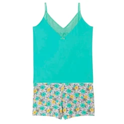 Top short turquoise Roulotte bleu