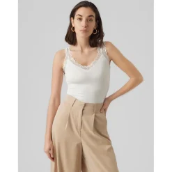 Top Tight Fit Col rond Sans manches Longueur regular blanc en viscose Lila